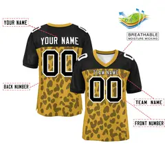 Old Gold Black Raglan Sleeves Camo Authentic Football Jersey 2