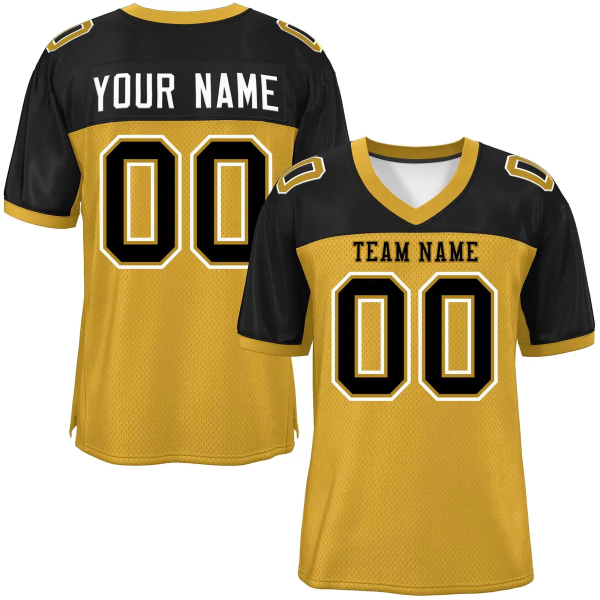 Old Gold-Black Raglan Sleeves Football Jersey