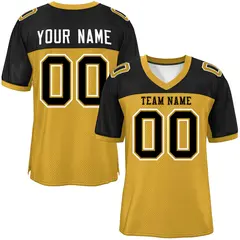 Old Gold-Black Raglan Sleeves Football Jersey 1