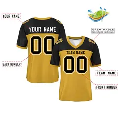 Old Gold-Black Raglan Sleeves Football Jersey 2