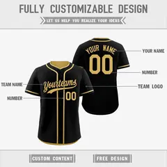 Old Gold Black Reversible Baseball Jersey Moisture-Wicking 3