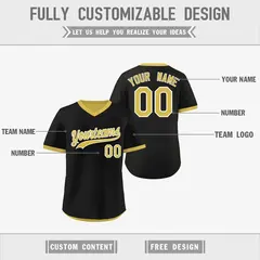 Old Gold Black Reversible Pullover Baseball Jersey 3