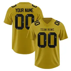 Old Gold Black Sequin Lettering Breathable Football Jersey 1