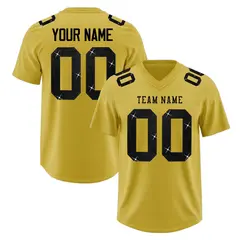 Old Gold Black Sequin Lettering Football Jersey 1