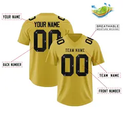 Old Gold Black Sequin Lettering Football Jersey 2