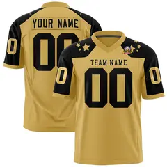 Old Gold Black Shoulder Star Pattern Flag Football Jersey 1