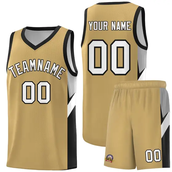 Old Gold Black Side Design Basketball Sports Uniform Jersey