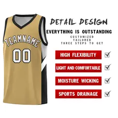 Old Gold Black Side Design Basketball Sports Uniform Jersey 2