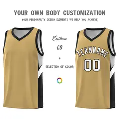 Old Gold Black Side Design Basketball Sports Uniform Jersey 3