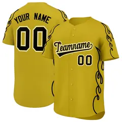 Old Gold Black Side Flame Outline Baseball Jersey
