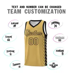 Old Gold Black Side Symmetrical Line Pattern Basketball Jersey 4