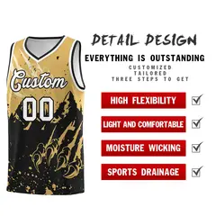 Old Gold Black Snow Mountain Beast Pattern Basketball Jersey 2