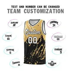 Old Gold Black Snow Mountain Beast Pattern Basketball Jersey 4