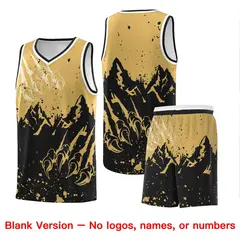 Old Gold Black Snow Mountain Beast Pattern Basketball Jersey 7