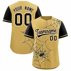 Old Gold Black Spider Web Raglan Authentic Baseball Jersey
