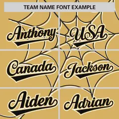 Old Gold Black Spider Web Raglan Authentic Baseball Jersey 3