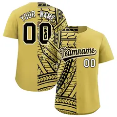 Old Gold Black Split Tribal Baseball Jersey