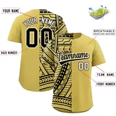 Old Gold Black Split Tribal Baseball Jersey 2