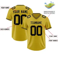 Old Gold Black Square Neckline Football Jersey 2