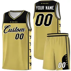 Old Gold Black Star Pattern Basketball Jersey