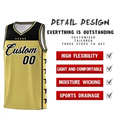 Old Gold Black Star Pattern Basketball Jersey 3