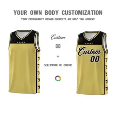 Old Gold Black Star Pattern Basketball Jersey 4