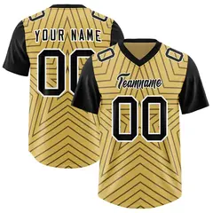 Old Gold Black Star Pattern Raglan Sleeves Football Jersey 1