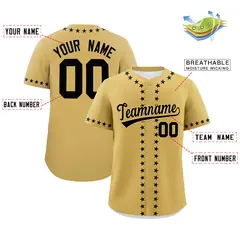 Old Gold Black Star Ribbing Authentic Baseball Jersey 2