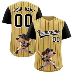 Old Gold Black Stripe Animals Graffiti Raglan Baseball Jersey 1