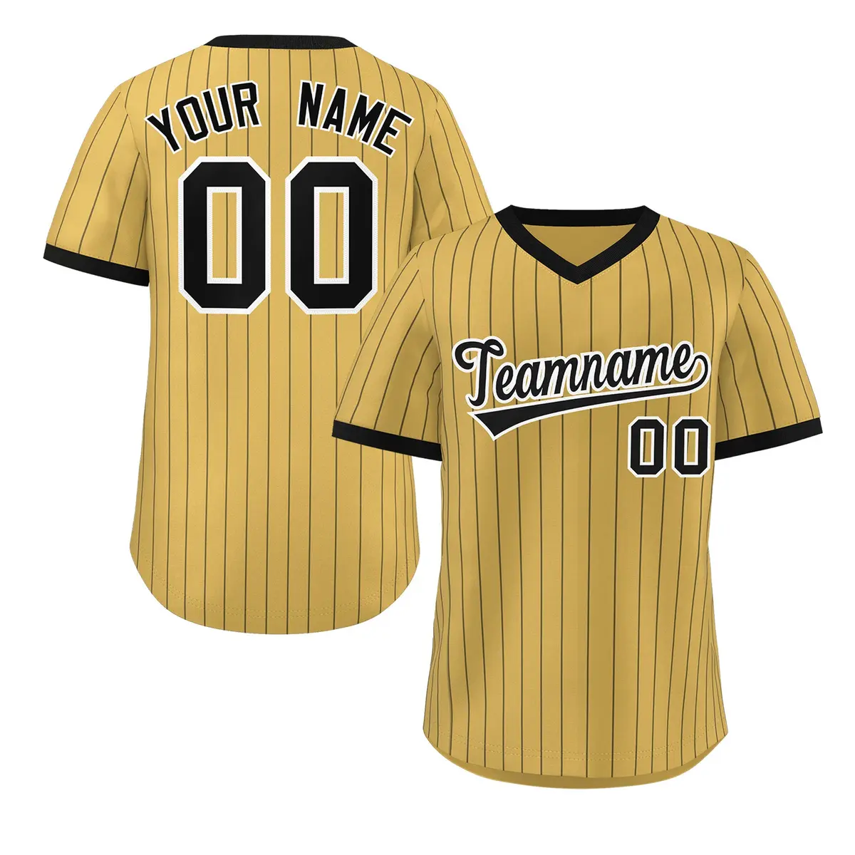 Old Gold Black Stripe Authentic Pullover Baseball Jersey