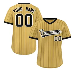 Old Gold Black Stripe Authentic Pullover Baseball Jersey 1
