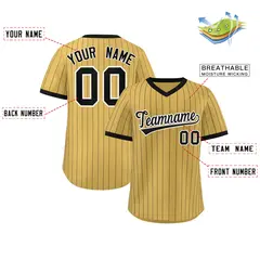 Old Gold Black Stripe Authentic Pullover Baseball Jersey 2