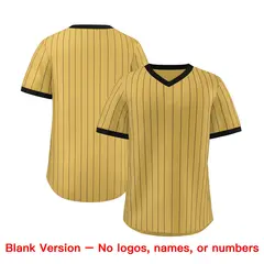 Old Gold Black Stripe Authentic Pullover Baseball Jersey 3