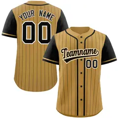 Old Gold Black Stripe Raglan Baseball Jersey 1