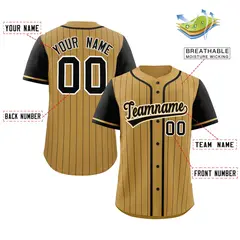 Old Gold Black Stripe Raglan Baseball Jersey 2