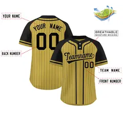 Old Gold Black Stripe Raglan Two-Button Softball Jersey 2