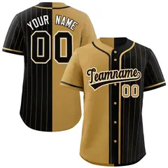 Old Gold Black Stripe-Solid Combo Authentic Baseball Jersey