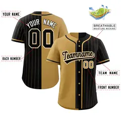 Old Gold Black Stripe-Solid Combo Authentic Baseball Jersey 2