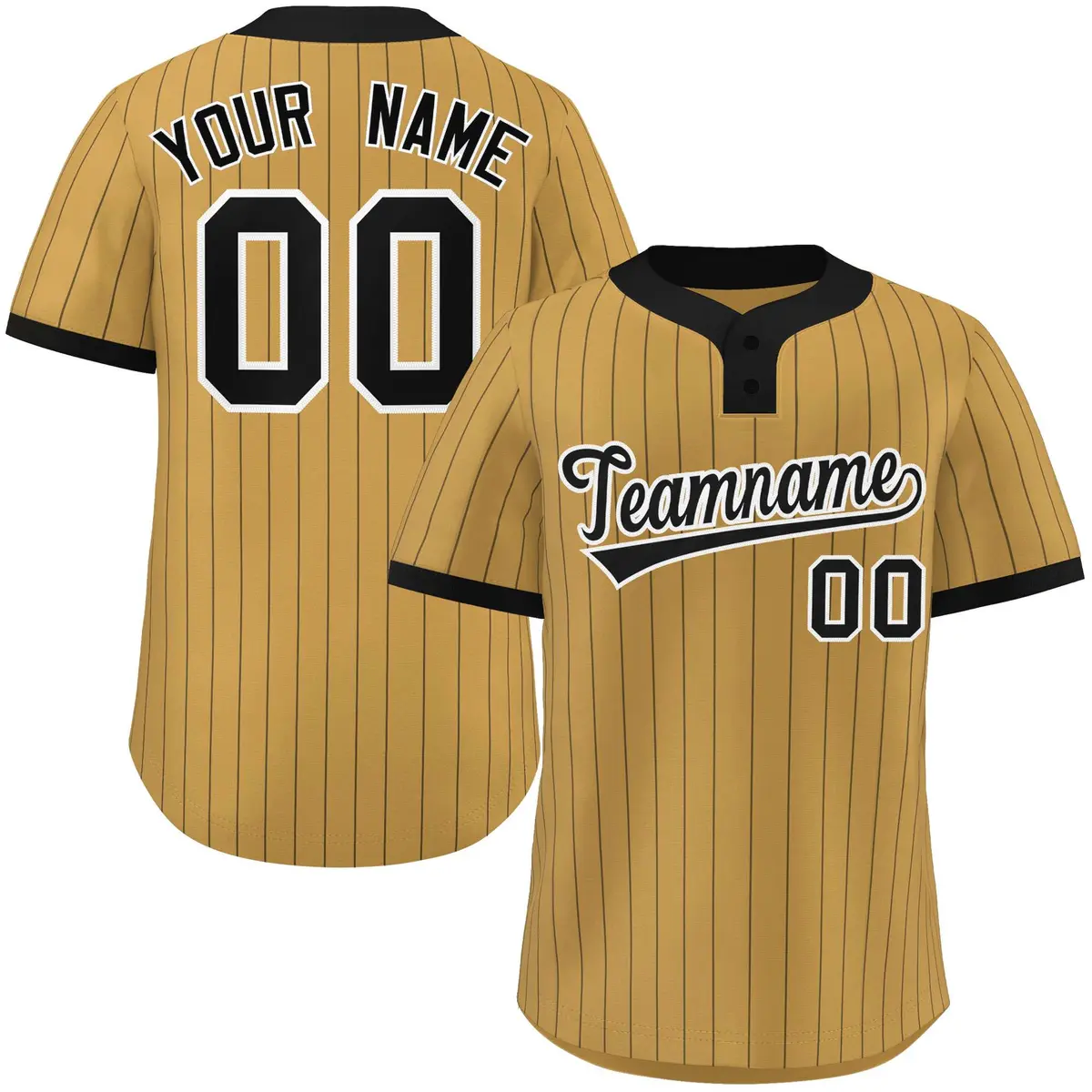 Old Gold Black Stripe Two-Button Softball Jersey