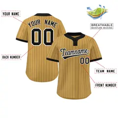 Old Gold Black Stripe Two-Button Softball Jersey 2
