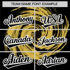 Old Gold Black Swirl Graffiti Baseball Jersey 3