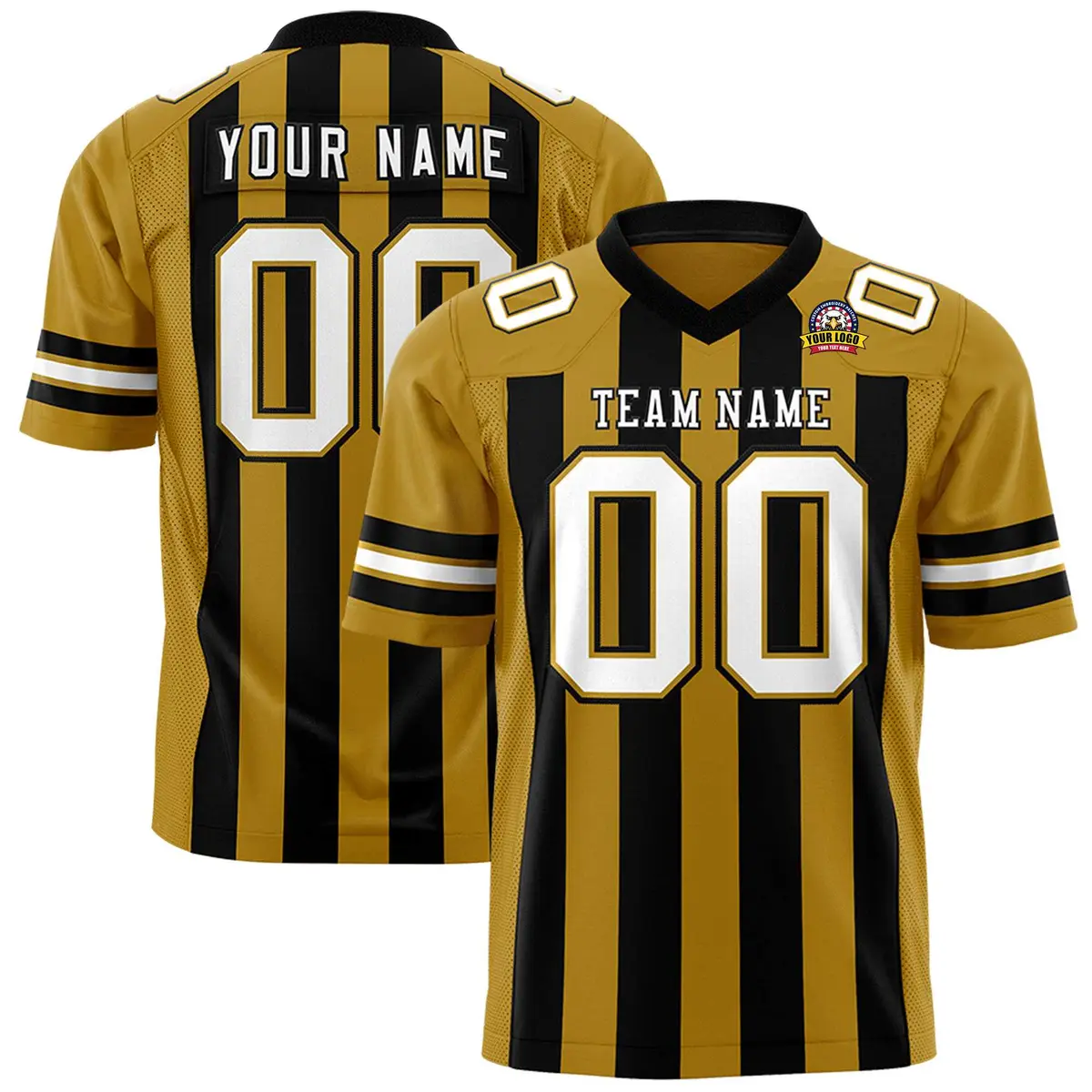 Old Gold Black Thick Stripe Authentic Football Jersey