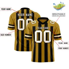 Old Gold Black Thick Stripe Authentic Football Jersey 2