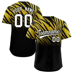 Old Gold Black Tiger Stripe Gradient Animal Print Baseball Jersey