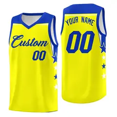 Old Gold Black Two Tone Side Star Color Block Basketball Jersey 1
