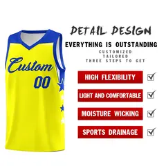 Old Gold Black Two Tone Side Star Color Block Basketball Jersey 2