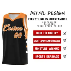 Old Gold Black Two Tone Side Star Color Block Sublimation Printed Basketball Jersey 2