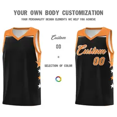 Old Gold Black Two Tone Side Star Color Block Sublimation Printed Basketball Jersey 3