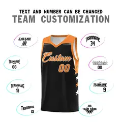 Old Gold Black Two Tone Side Star Color Block Sublimation Printed Basketball Jersey 4