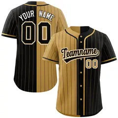 Old Gold Black Two Tone Striped Authentic Baseball Jersey